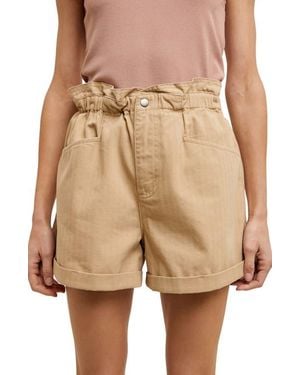 Wishlist Paperbag Waist Twill Shorts - Natural