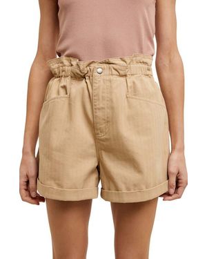 Wishlist Paperbag Waist Twill Shorts - Natural