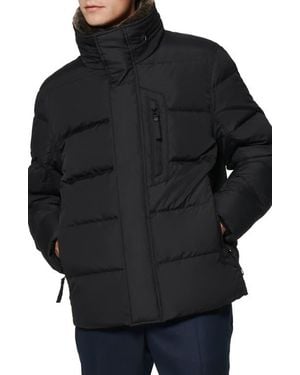 Marc New York Horizon Down & Feather Coat With Faux Fur Collar - Black