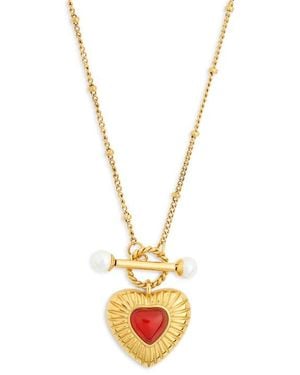 THE KNOTTY ONES Heart Bar Faux Pearl Toggle Necklace - Metallic