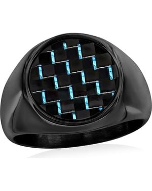 Metallo Carbon Fiber Signet Ring - Black