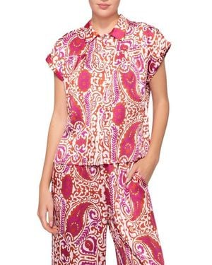 MELLODAY Satin Button-Up Shirt - Pink