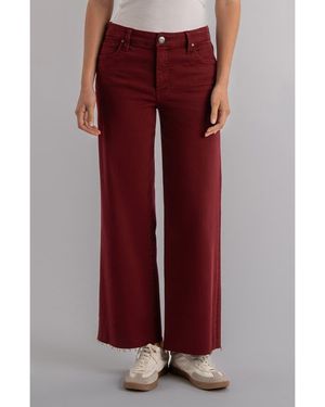 Kut From The Kloth Meg Fab Ab Raw Hem High Waist Ankle Wide Leg Jeans - Red