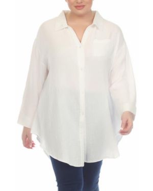 Boho Me Double-Gauze Button-Up Cotton Shirt - White