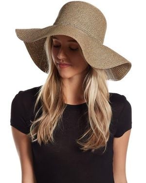 David & Young Floppy Woven Straw Hat with Bow - Black