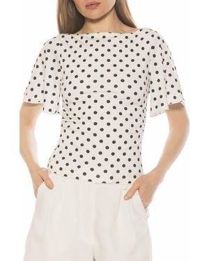 Alexia Admor Jan Boat Neck Short Sleeve Ruched Top - Natural