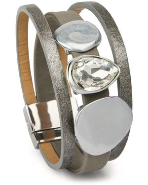 Saachi Crystal & Hammered Charm Layered Bracelet - Gray