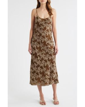 Rag & Bone Alessia Texture Sleeveless Midi Dress - Brown