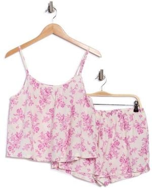 Abound Floral Cotton Crop Camisole & Shorts Pajamas - Pink