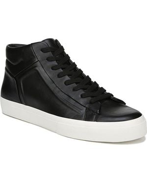 Vince Minimalist High-Top Leather Sneakers - Black