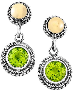 Samuel B. Round Stone Drop Earrings - Green