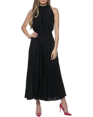 Marina Smocked Neck Chiffon Midi Dress - Black