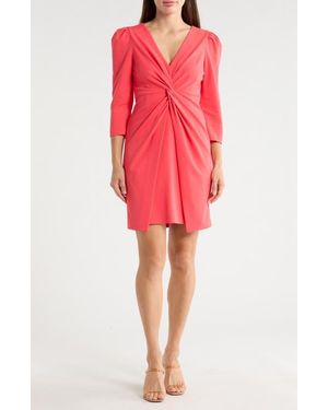 Julia Jordan Knotted Three-Quarter Sleeve Minidress - Pink