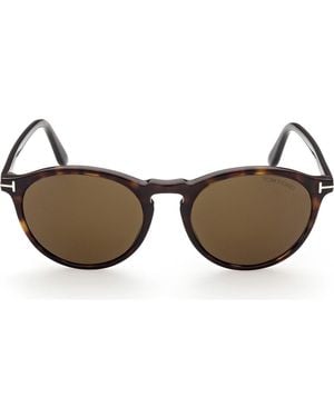 Tom Ford 50Mm Small Round Sunglasses - Brown