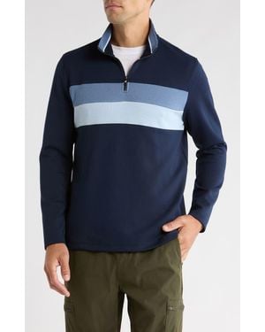 Tahari Slim Fit Half Zip Pullover - Blue