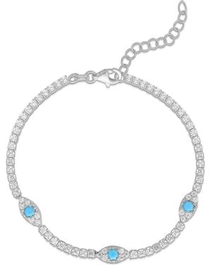 Sphera Milano Cz Evil Eye Tennis Bracelet - Blue