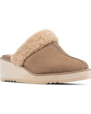 Donald J Pliner Elate Faux Shearling Trim Wedge Mule - Natural