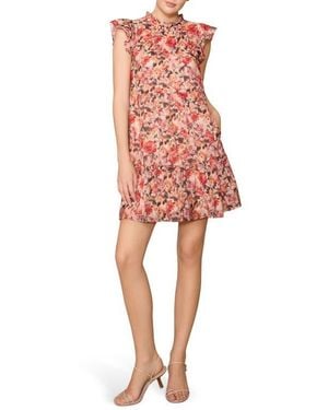 MELLODAY Floral Flutter Sleeve Tiered Dress