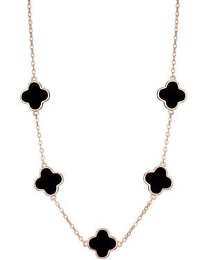 Adornia Clover Station Necklace - Black