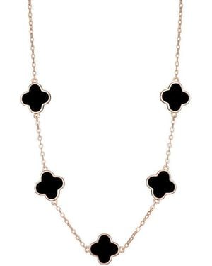 Adornia Clover Station Necklace - Black