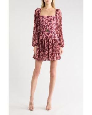 Hutch Dahlia Long Sleeve Fit & Flare Dress - Red