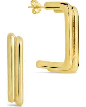 Sterling Forever Baguette Hoop Earrings - Yellow