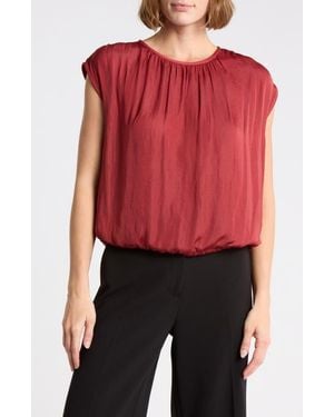 DR2 by Daniel Rainn Crinkle Satin Bubble Hem Top - Red