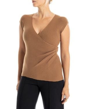 Max Studio Cap Sleeve Wrap Sweater - Black