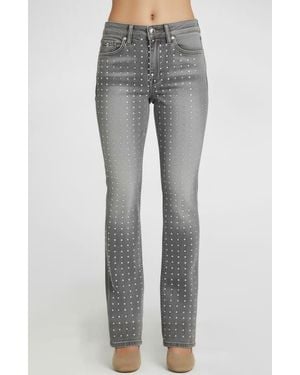 Bebe Rhinestone Embellished Straight Leg Jeans - Gray