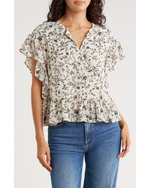 Melrose and Market Ruffle Cap Sleeve Chiffon Popover Top - Multicolor