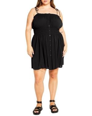 City Chic Lyla Tie Strap Fit & Flare Sundress - Black