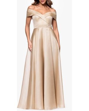 Xscape Evenings Off The Shoulder Organza Gown - Natural