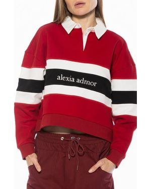Alexia Admor Lucian Branded Rugby Polo Sweatshirt - Red