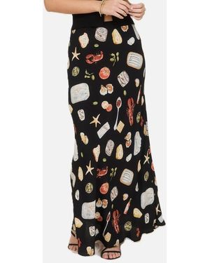 Blu Pepper Print Midi Skirt - Black