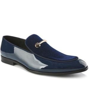 Gino Vitale Velvet & Patent Leather Bit Loafer - Blue