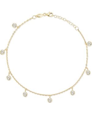 Glaze Jewelry Cubic Zirconia Sterling Charm Anklet - White