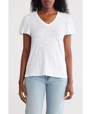 Caslon Scallop Trim T-Shirt - White