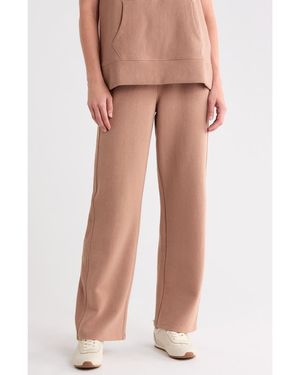 DKNY High Waist Straight Leg Pants - Brown