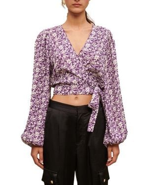 Maje Loniriqua Wrap Linen Blend Crop Top - Red