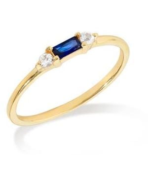 YS GEMS Baguette & Round Gemstone Ring - Blue