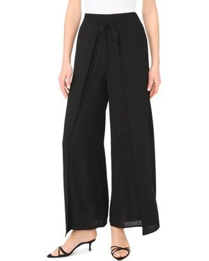Halogen® Tie Front Overlay Wide Leg Pants - Black