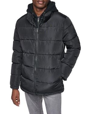 Kenneth Cole Hooded Puffer Jacket - Black