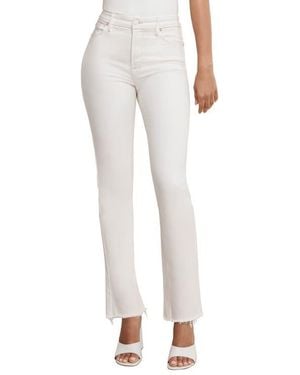 GOOD AMERICAN Soft-Tech Good Icon Frayed High Waist Straight Leg Jeans - White