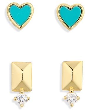 Argento Vivo Heart Earring Set - White