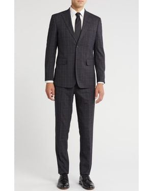 English Laundry Plaid Trim Fit Notch Lapel Two-Piece Suit - Black