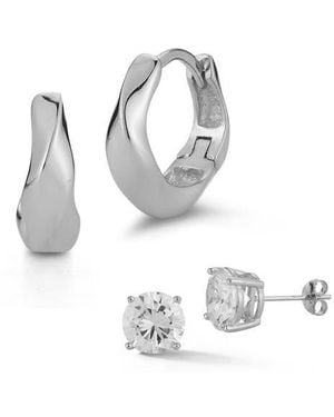 Glaze Jewelry Set Of 2 Sterling Earrings - White