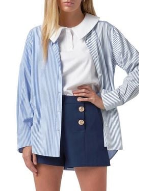 English Factory Mix Print Blouse - Blue
