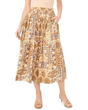 Halogen® Bandana Print Cotton Midi Skirt - Natural
