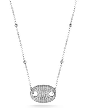 Chloe and Madison Pavé Cz Pendant Necklace - White