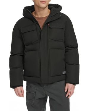 Levi's Water Resistant Hooded Quilted Puffer Jacket - Black